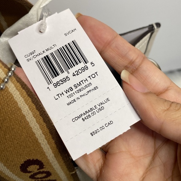 Coach Leather Web Smooth Tote Chalk Color NWT Crossbody Medium - Picture 5 of 10